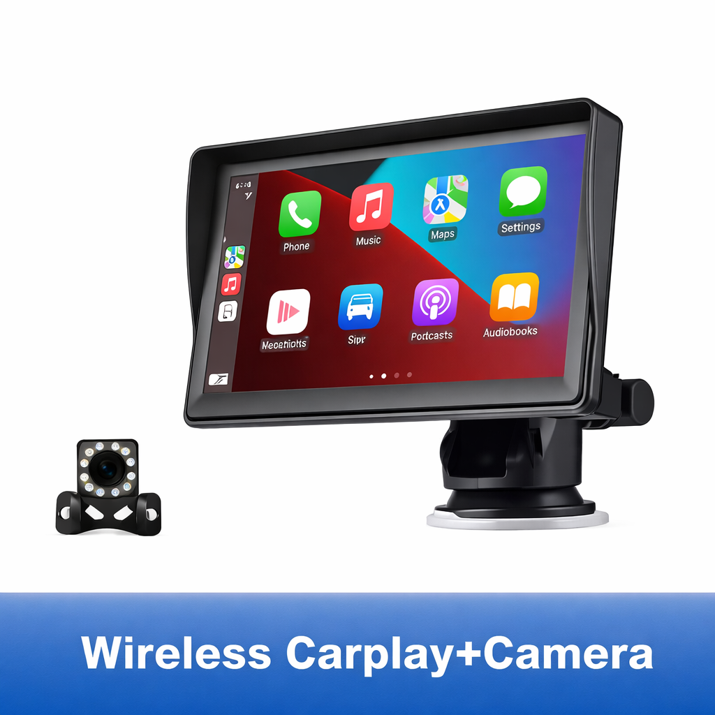 Bærbar CarPlay-skjerm 10.26 tommer med dobbelt kamera montert på dashbord